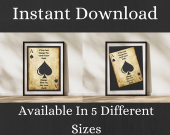 Playing Card Poster, Ace of Spades Print, Vintage Wall Art, Poker Poster, Poster Card game, Inspirational Quote, Wall Decor, Digital Prints