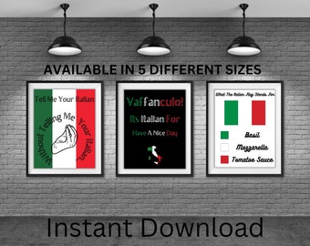 PRINTABLE Bundle Of 4 Funny Italian Quotes, Wall Decor, Art, Humor Home Decor Prints Instant Downloads