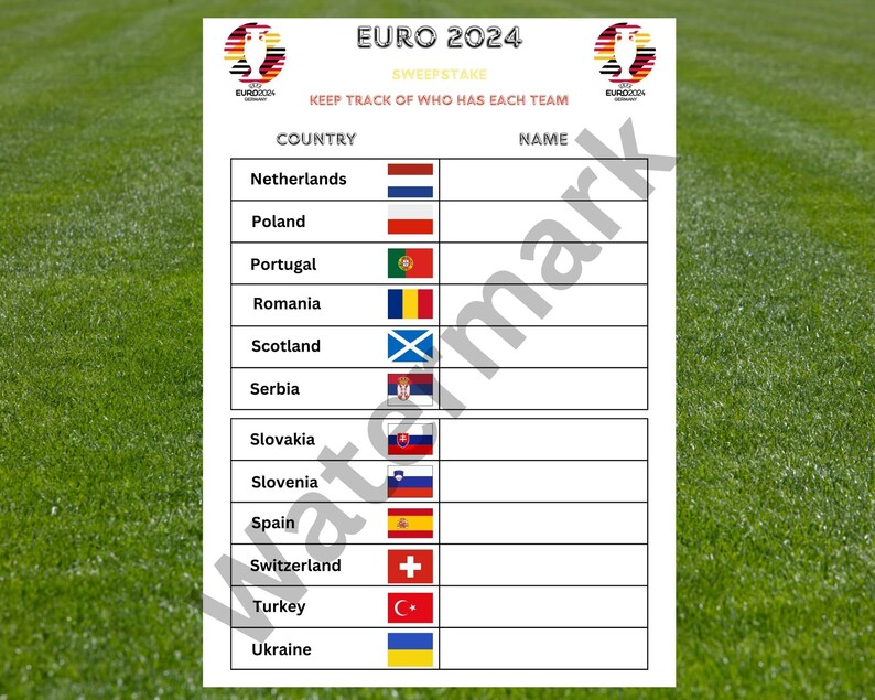Euro 2025 Sweepstake Game, Football Sweepstake, Digital Download, PDF