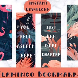 Flamingo Bookmarks, Digital Instant Download, Printable bookmarks, Book lovers, Gifts,