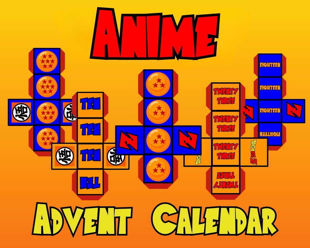 Printable Christmas Advent Calendar Anime Calendar Digital Etsy