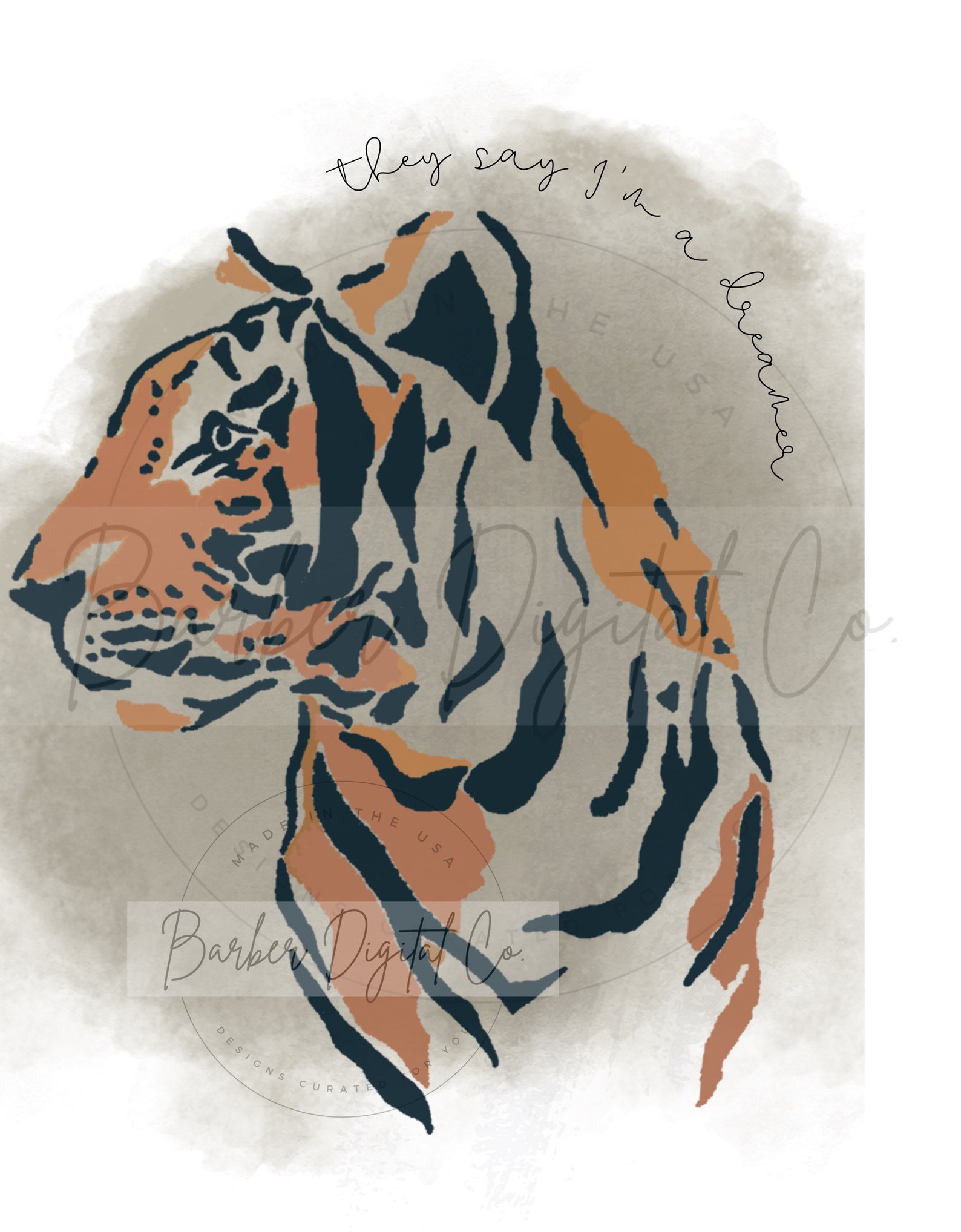 Tiger Svg Dreamer Tee Retro Sublimation Boho Svg Rock and - Etsy