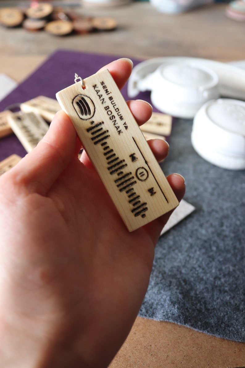 Personalized Spotify Code Keychain, Handmade Wooden Keychain, Music ...