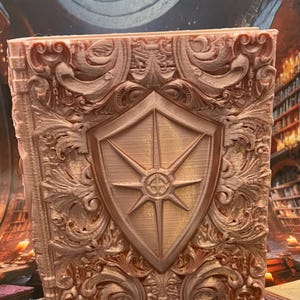 Paladin Tome - Caja de almacenamiento de dados y cartas impresa en 3D / Votos sagrados / PLA de seda de oro rosa