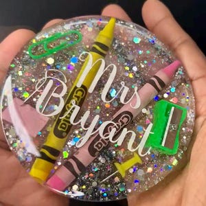 Personalized Teacher Resin Coaster - Paperweight