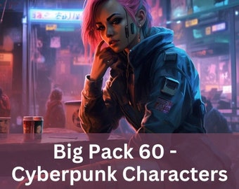 Big Pack - 60 Cyberpunk Bigpack NPC - Character Pictures for scifi roleplay / Shadowrun / Cyberpunk 2020