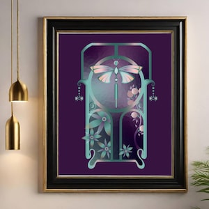 Art Deco Dragonfly Print | Elegant Insect Wall Art | Art Nouveau Illustration | Vintage-Inspired Poster