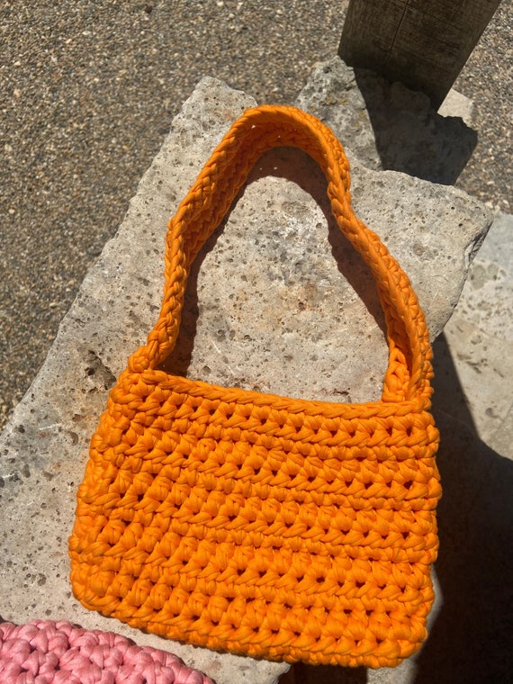 Mandarin Bag in Crochet 100% Recycled From T-shirt Scraps. - Etsy