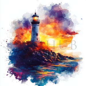 Lighthouse Clipart | 10 High Quality JPGs | Digital Download | High Resolution | Digital Paper Craft | Junk Journals | Watercolor Clipart