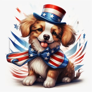 4th of July Dog Clipart | 10 High Quality JPGs | Patriotic Clipart Bundle | Independence Day Art | Printables | Commercial Use | Digital Art