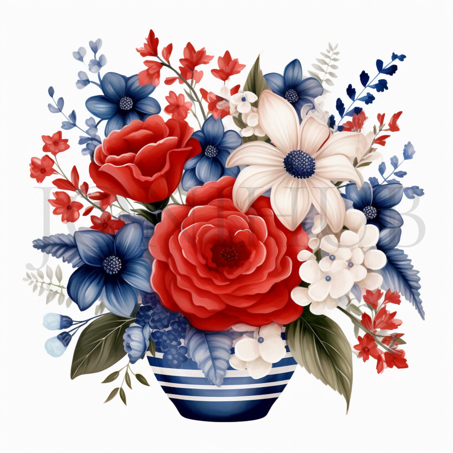 Watercolor 4th of July Floral Clipart Set | 10 High Quality Jpgs ...
