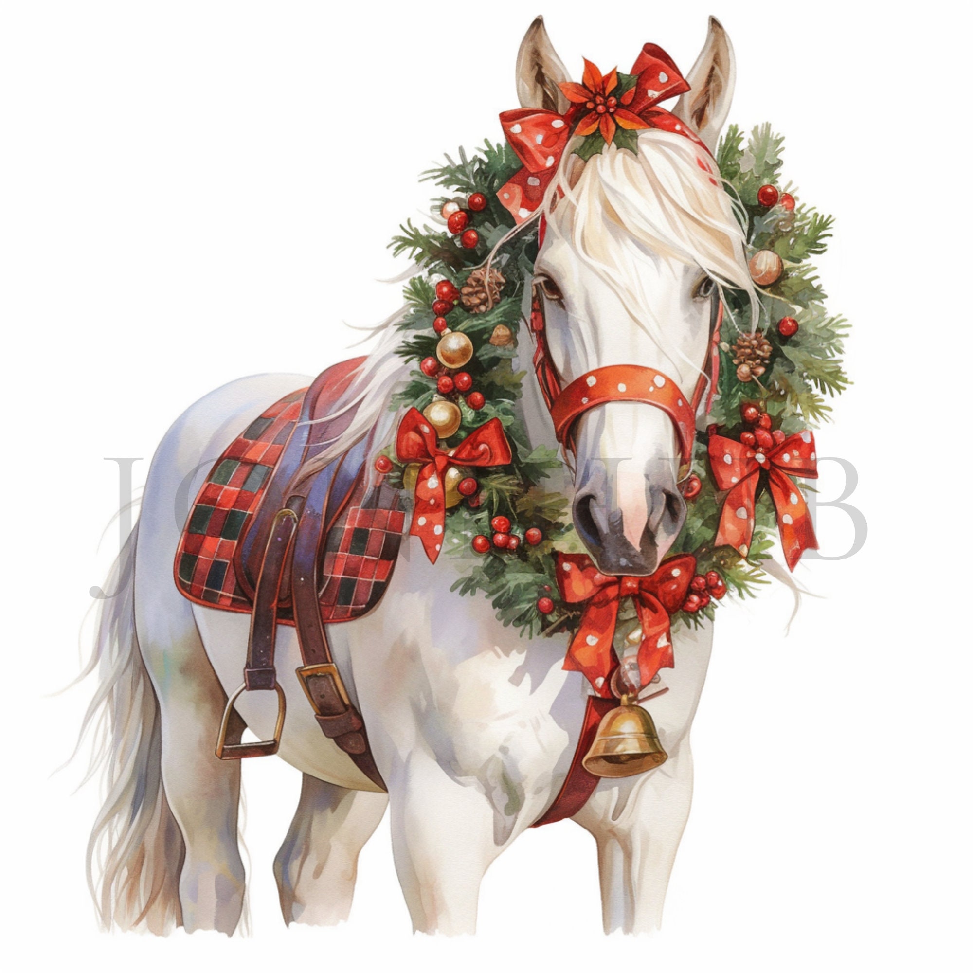 Christmas Horse Clipart | 10 High Quality Jpgs | Digital Download ...