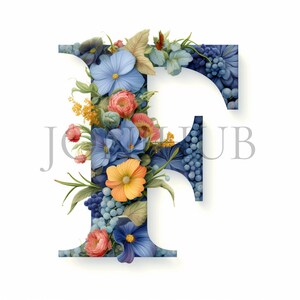 Lettre F Clipart | 10 fichiers JPG de haute qualité | Téléchargement numérique | Lettre décorative de l'alphabet | Art initial | Conception imprimable | Créations en papier