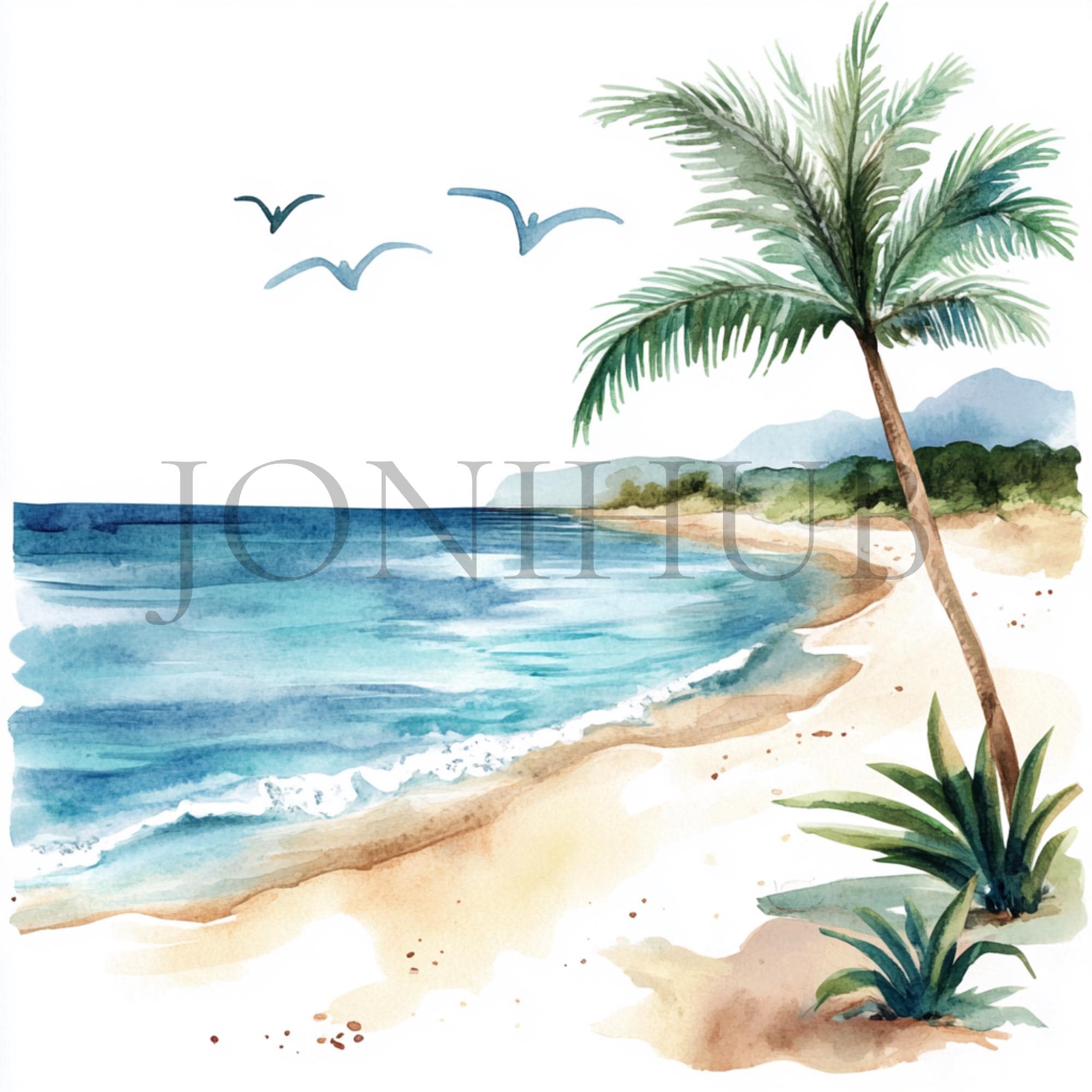 Beach Scene Graphics Beach Scenes Clipart | 10 High Quality Jpg's | Digital Download | Ocean ...