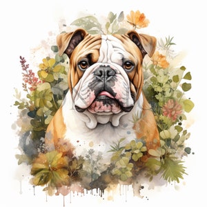 Bulldog Clipart Set | 10 High Quality JPG&#39;s | Digital Download | English Bulldog | Dog Illustrations | Animal Graphics | Watercolor Clipart