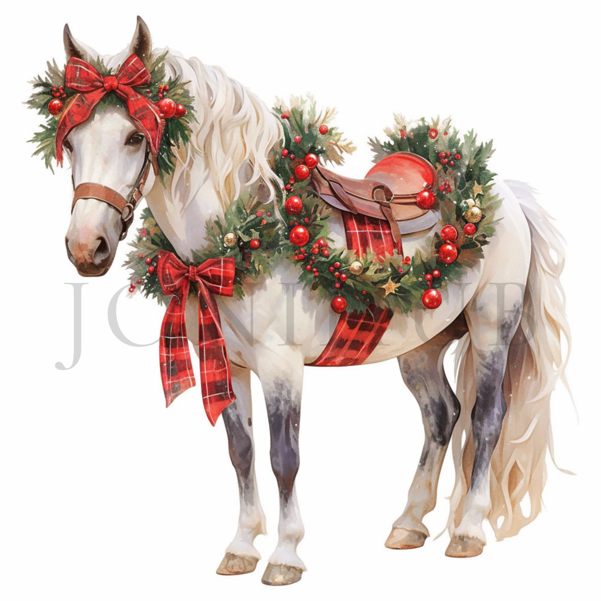 Christmas Horse Clipart | 10 High Quality Jpgs | Digital Download ...