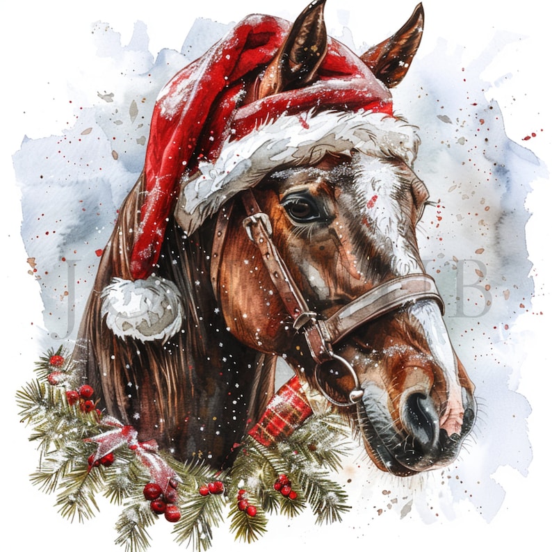 Christmas Horse Clipart | 10 High Quality Jpgs | Digital Download ...