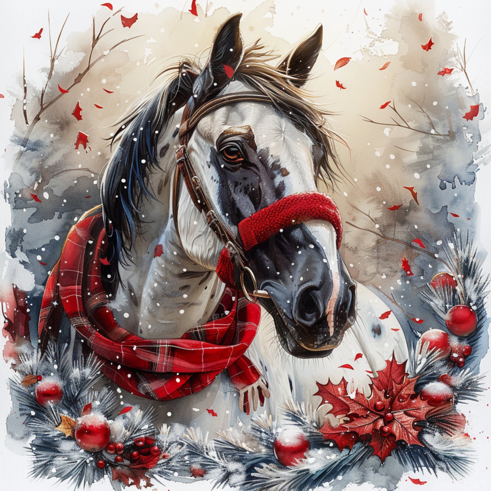 Christmas Horse Clipart | 10 High Quality Jpgs | Digital Download ...