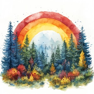 Vários clipart de arco-íris | 10 JPGs de alta qualidade | Download digital | Artesanato em papel | Arco-íris de berçário | Clipart de aquarela para impressão | Arte de parede