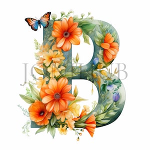 Letra B Clipart | 10 JPGs de alta qualidade | Download digital | Letra aquarela | Letra decorativa do alfabeto | Arte inicial | Design para impressão