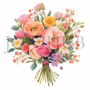 Blumenstrauß Clipart | 10 hochwertige JPGs | Digitaler Download | Blumenstrauß Clipart | Frühlings Blumen Grafiken | Druckbare Grafik