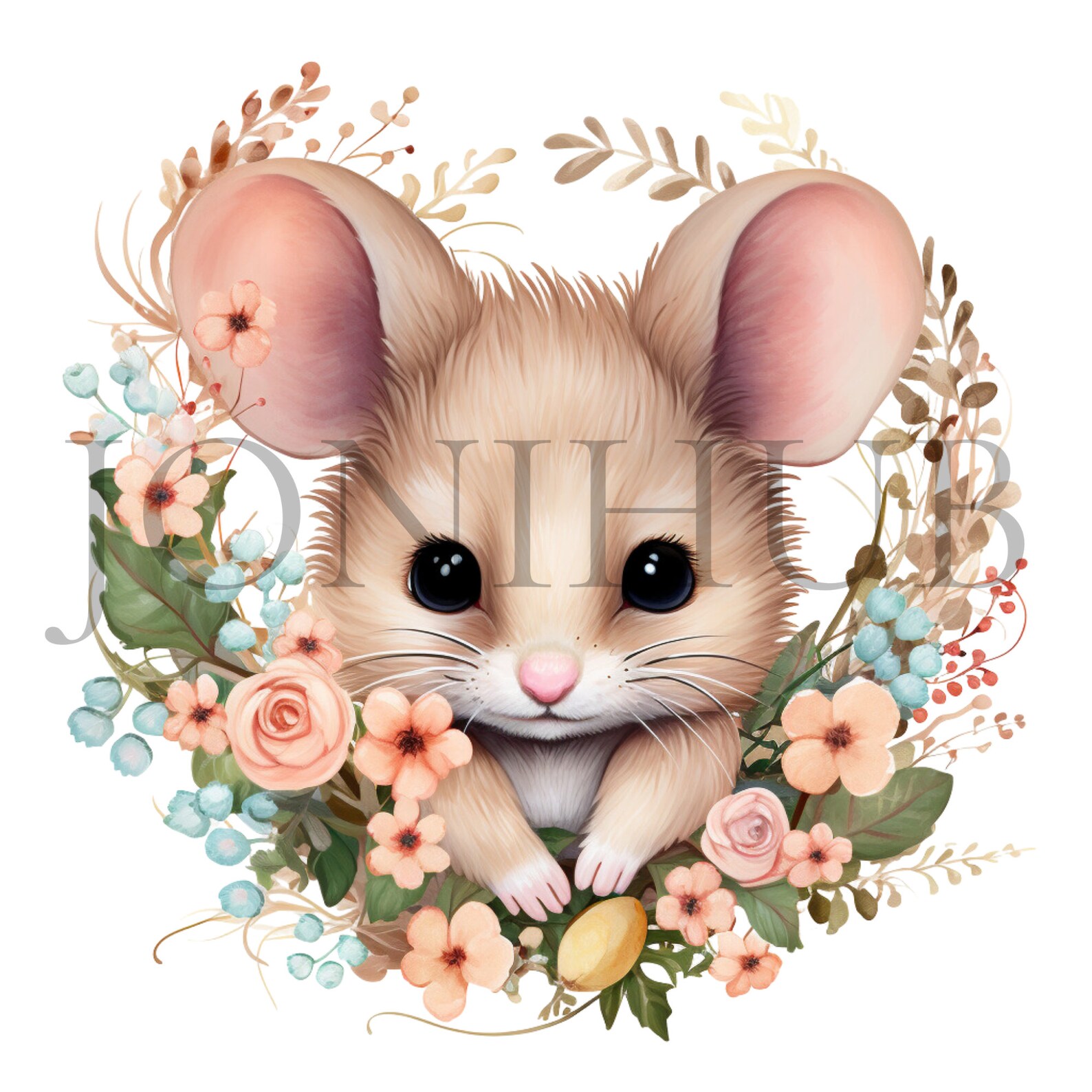 Floral Cute Mouse Clipart | 10 High Quality Jpg's | Digital Download ...