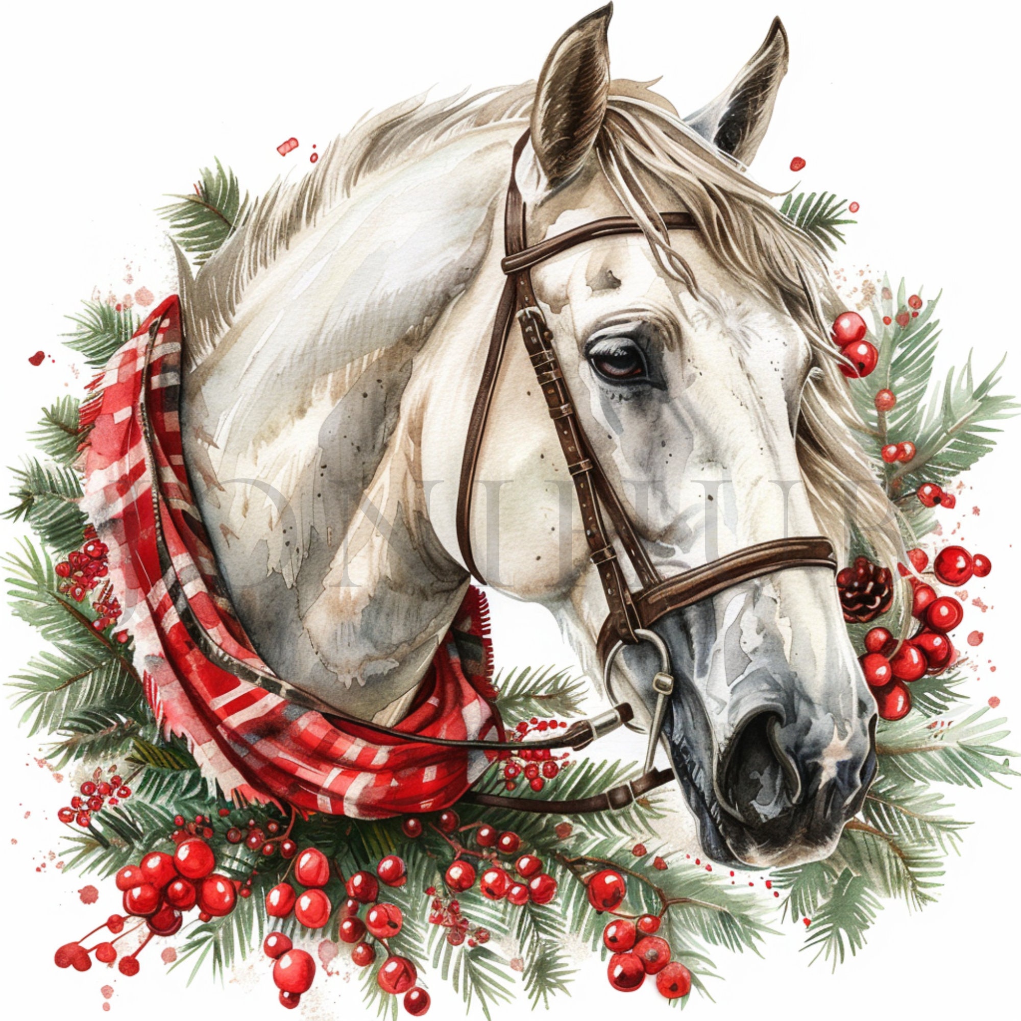 Christmas Horse Clipart | 10 High Quality Jpgs | Digital Download ...