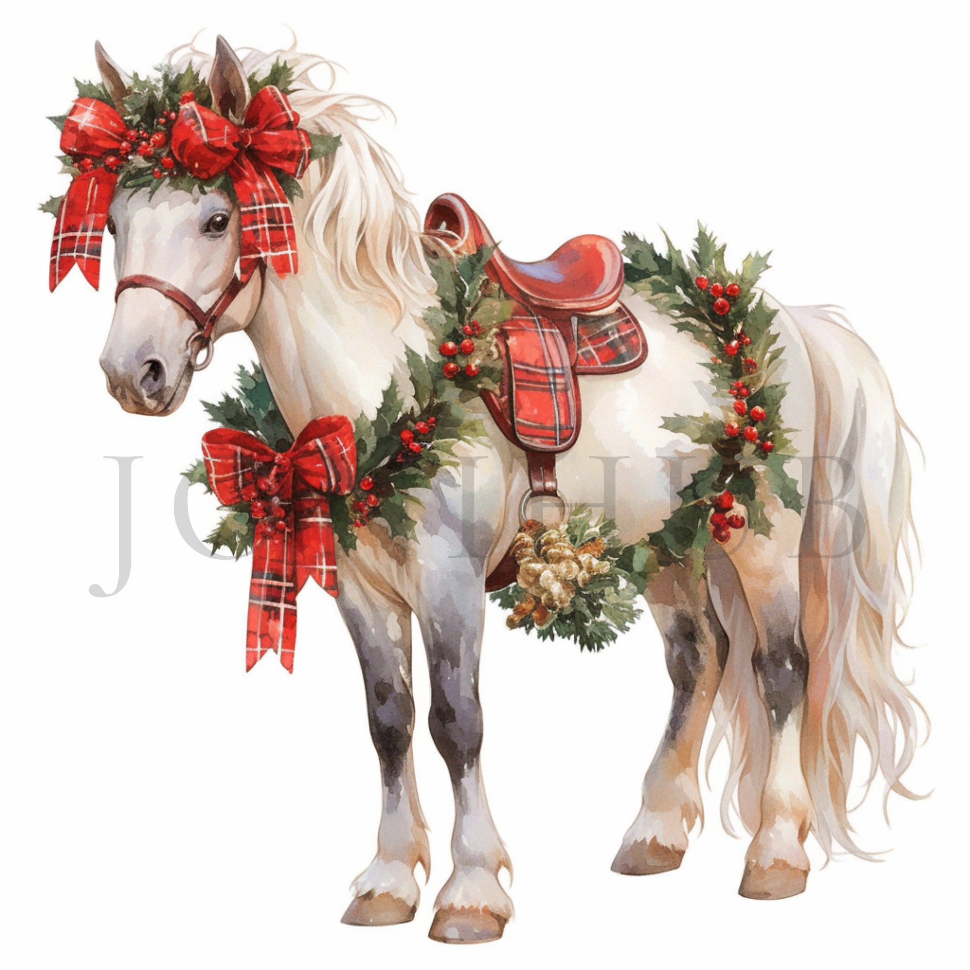 Christmas Horse Clipart | 10 High Quality Jpgs | Digital Download ...
