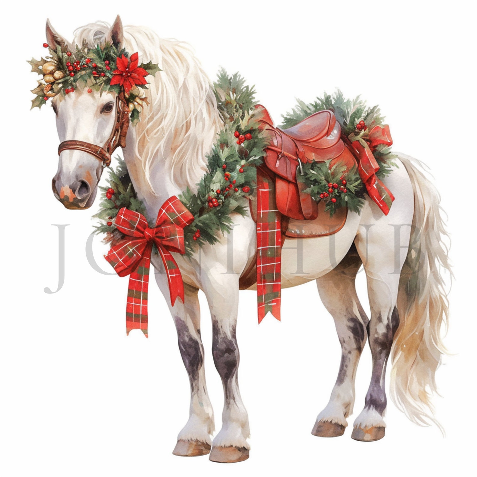 Christmas Horse Clipart | 10 High Quality Jpgs | Digital Download ...