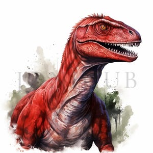 Red Dinosaur Clipart | 10 High Quality JPGs | Instant Digital Download | Card Making | Digital Paper Craft | Scrapbooking | Dinosaur Clipart