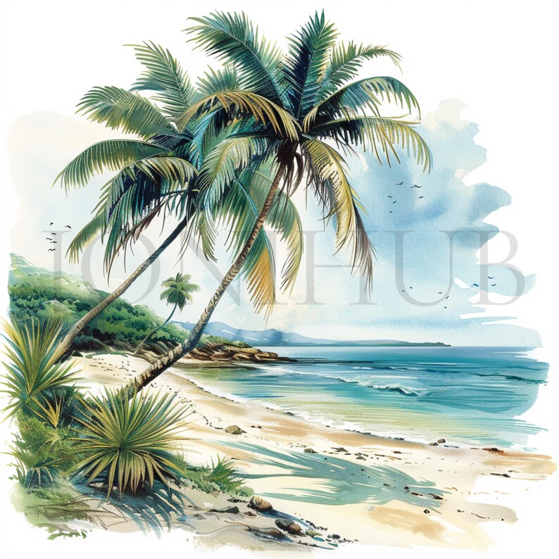 Beach Scene Graphics Beach Scenes Clipart 10 High Quality Jpgs Digital Download Scrapbooking ...