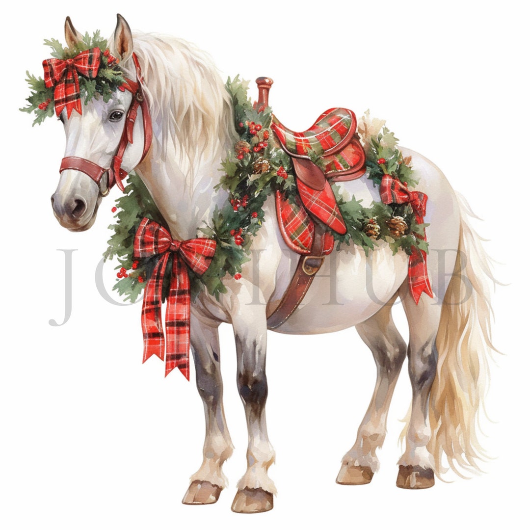 Christmas Horse Clipart | 10 High Quality Jpgs | Digital Download ...