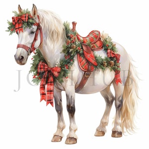 Christmas Horse Clipart | 10 High Quality JPGs | Digital download | Winter Clipart | Horse Watercolor | Horse Clipart | Christmas Clipart