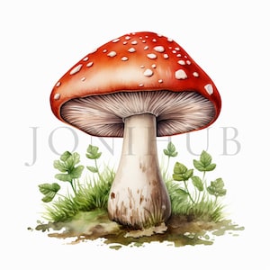 Mushroom Clipart | 10 High Quality JPGs | Digital Download | Card Making | Mushroom Clipart | Digital Paper Craft | Clip Art | Nursery Art