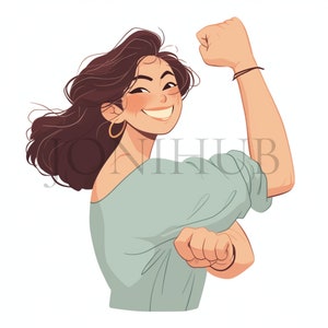 Strong Women Clipart | 10 High Quality JPG&#39;s | Digital Download | Confident Ladies | Printable Artwork | Empowering Women Art | Bold Women