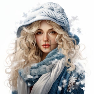 Winter Women Clipart | 10 High Quality JPG&#39;s | Digital Download | Seasonal Lady Art | Winter Graphics | Cold Weather Designs | Junk Journals