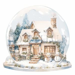 Holiday Snow Globe Clipart | 10 High Quality JPG&#39;s | Instant Digital Download | Christmas Snow Globe | Christmas Clipart, Snow globe Clipart