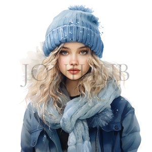 Clipart per donne del clima freddo / 10 JPG di alta qualità / Download digitale / Arte invernale / Clima freddo / Clipart stagionale / Creazione digitale