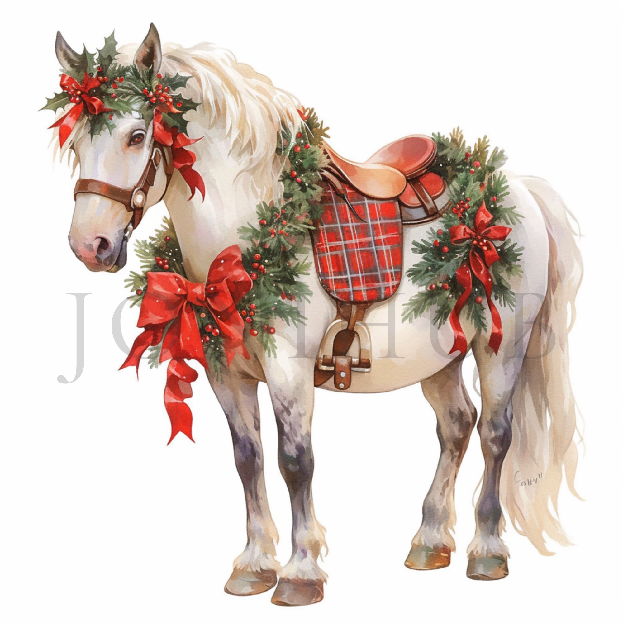 Christmas Horse Clipart | 10 High Quality Jpgs | Digital Download ...
