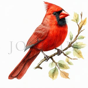 Clipart uccello cardinale rosso / 10 JPG di alta qualità / Download digitale / Clipart acquerello stampabile / Artigianato di carta digitale / Diari spazzatura