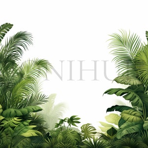 Imágenes prediseñadas del bosque tropical / 10 JPG de alta calidad / Descarga digital / Fabricación de tarjetas / Elaboración digital / Bosque exótico / Ilustraciones de la selva