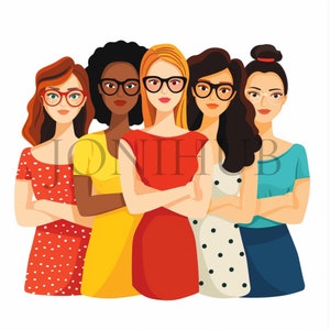 Empowering Women Clipart | 10 High Quality JPG's | Digital Download | Strong Women Art | Inspirational Graphics | Femininity | Card Making