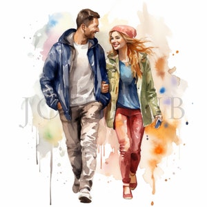 Love Couple clipart, 10 High Quality JPGs, Watercolor Valentine Couple Clipart, Loving Couple Clipart, Valentines Day Couple Clipart, Couple