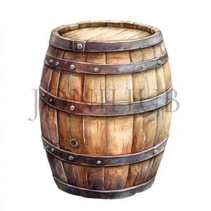 Clipart de tonneaux en bois rustiques | 10 fichiers JPG de haute qualité | Téléchargement numérique | Décoration champêtre et ferme | style vintage | Clipart | Création numérique