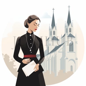 Church Lady Clipart | 10 High Quality JPG&#39;s | Digital Download | Religious Women | Digital Paper Craft | Church Women Art | Faithful Lady