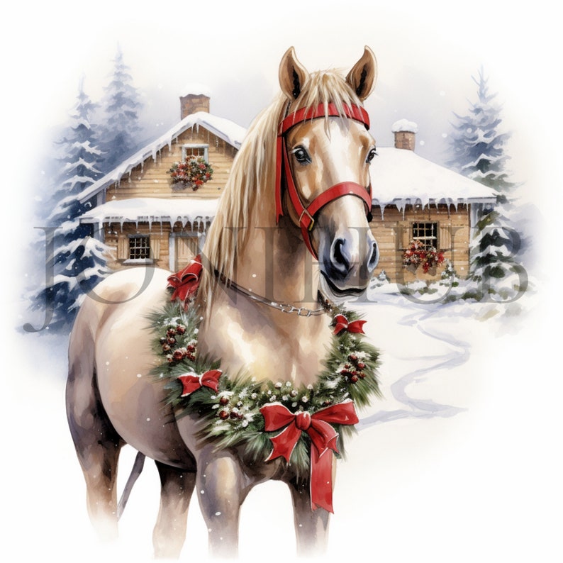 Christmas Horse Clipart 10 High Quality Jpg's Digital Download Holiday ...