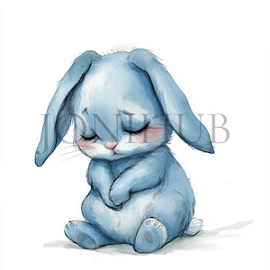 Clipart de conejito triste / 10 archivos JPG de alta calidad / Descarga digital / Arte emocional / Ilustración de conejito / Obra de arte imprimible / Manualidades de papel, Clipart