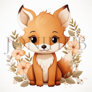 Baby Fox Clipart | 10 High Quality JPG's | Digital Download | Cute Animal | Fox Graphics | Cute Baby Fox | Digital Crafting | Mixed Media