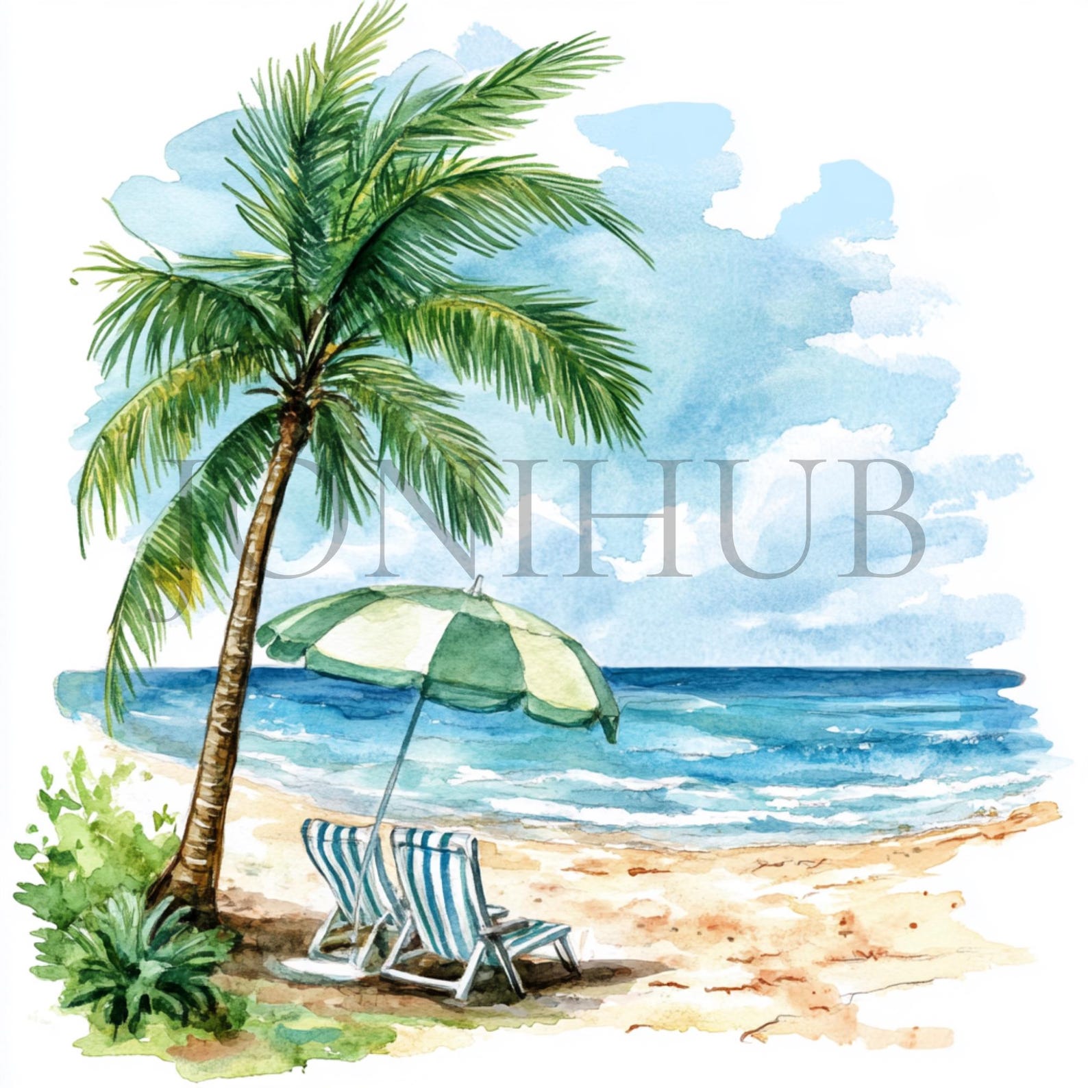 Beach Scene Graphics Beach Scenes Clipart | 10 High Quality Jpg's | Digital Download | Ocean ...
