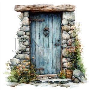 Alte Türen Clipart | 10 hochwertige JPGs | Digitaler Download | Rustikale Tür Illustration | Architektur | Druckbare Grafik | Junk Journals